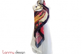 Square silk scarf with abstract geometry